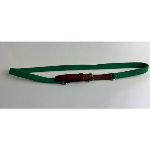 Ann Taylor Loft Green Skinny Stretch Belt w/Brown Leather Tabs, Sz: S, 47-52 - Picture 2 of 12
